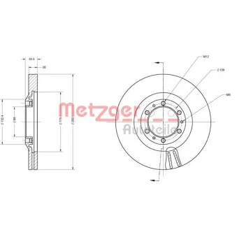 Jeu de 2 disques de frein avant METZGER 6110203