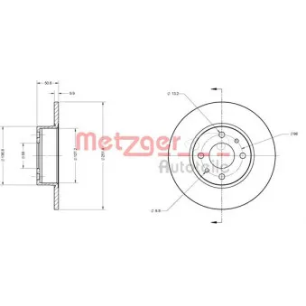 Jeu de 2 disques de frein arrière METZGER 6110204