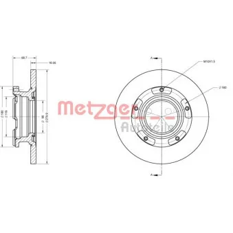 Jeu de 2 disques de frein arrière METZGER 6110205