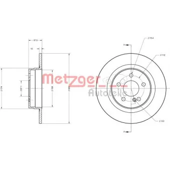 Jeu de 2 disques de frein arrière METZGER 6110209