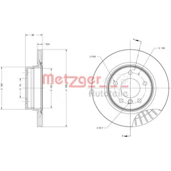 Jeu de 2 disques de frein arrière METZGER 6110215