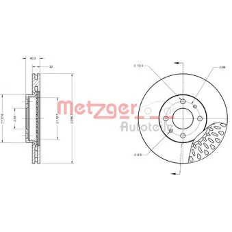 Jeu de 2 disques de frein avant METZGER 6110216