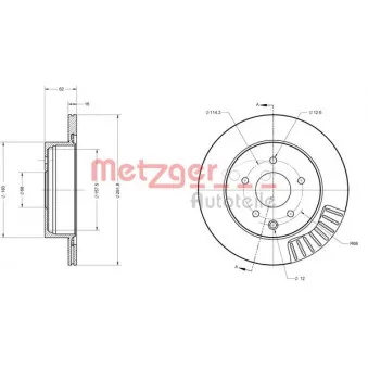 Jeu de 2 disques de frein arrière METZGER 6110217