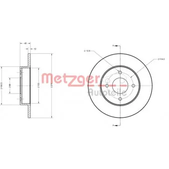 Jeu de 2 disques de frein arrière METZGER 6110220