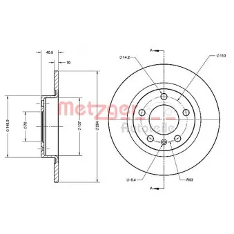 Jeu de 2 disques de frein arrière METZGER 6110225