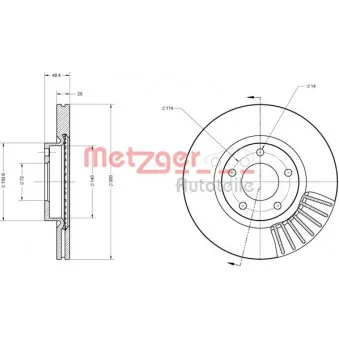 Jeu de 2 disques de frein avant METZGER 6110229