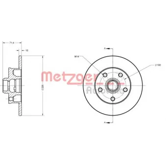 Jeu de 2 disques de frein arrière METZGER 6110232
