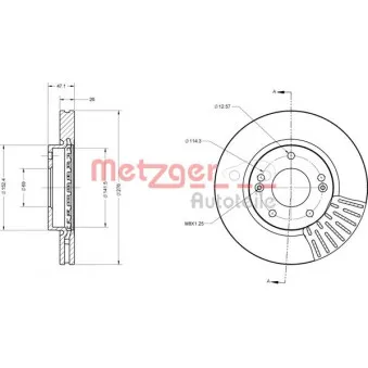 Jeu de 2 disques de frein avant METZGER 6110235