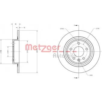 Jeu de 2 disques de frein arrière METZGER 6110247
