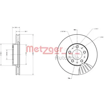 Jeu de 2 disques de frein avant METZGER 6110253