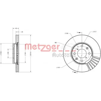 Jeu de 2 disques de frein avant METZGER 6110255