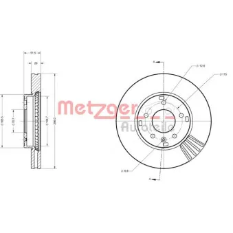 Jeu de 2 disques de frein avant METZGER 6110256