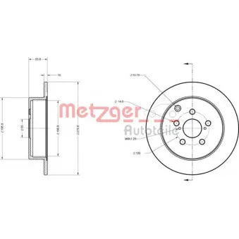 Jeu de 2 disques de frein arrière METZGER 6110258