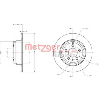 Jeu de 2 disques de frein arrière METZGER 6110268