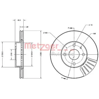 Jeu de 2 disques de frein avant METZGER 6110270