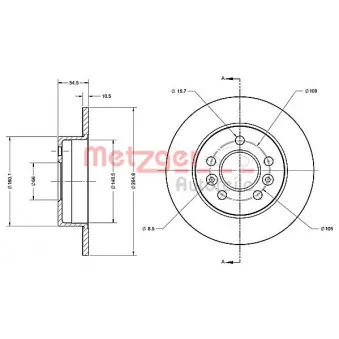 Jeu de 2 disques de frein arrière METZGER 6110273