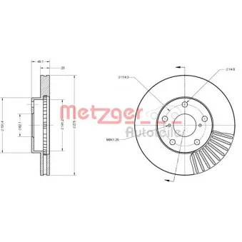 Jeu de 2 disques de frein avant METZGER 6110282