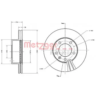 Jeu de 2 disques de frein avant METZGER 6110287