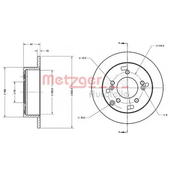Jeu de 2 disques de frein arrière METZGER 6110299