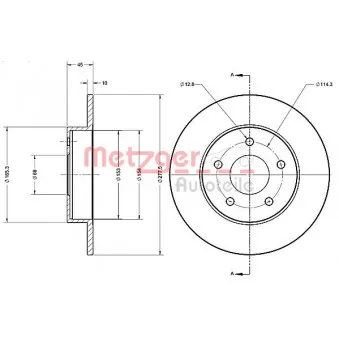 Jeu de 2 disques de frein arrière METZGER 6110300