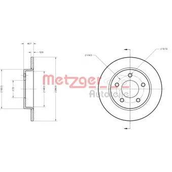 Jeu de 2 disques de frein arrière METZGER 6110301