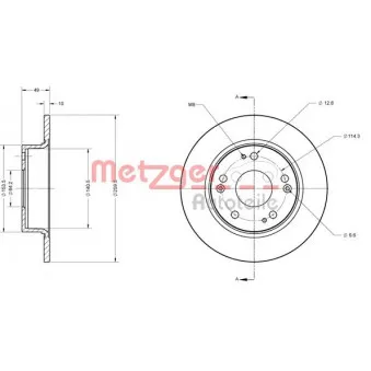 Jeu de 2 disques de frein arrière METZGER 6110302