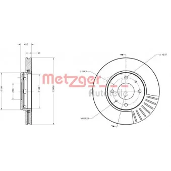 Jeu de 2 disques de frein avant METZGER 6110306