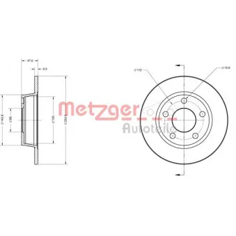 Jeu de 2 disques de frein arrière METZGER 6110308