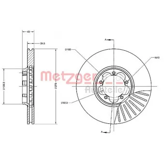 Jeu de 2 disques de frein avant METZGER 6110314