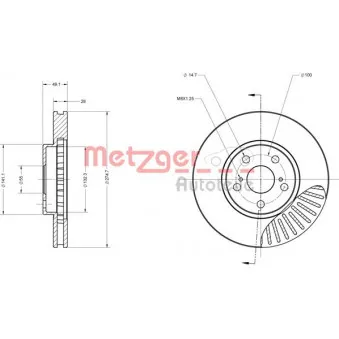 Jeu de 2 disques de frein avant METZGER 6110315