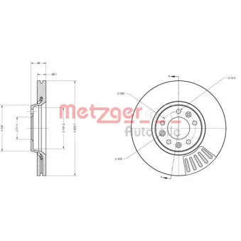 Jeu de 2 disques de frein avant METZGER 6110318