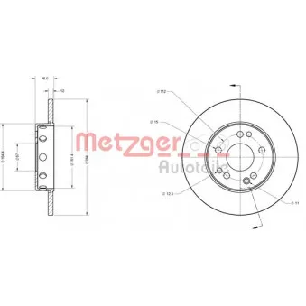 Jeu de 2 disques de frein avant METZGER 6110325