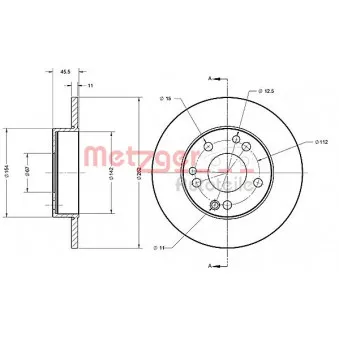 Jeu de 2 disques de frein avant METZGER 6110326