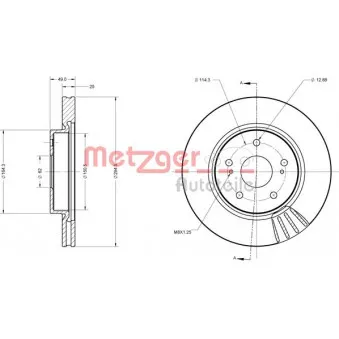 Jeu de 2 disques de frein avant METZGER 6110329
