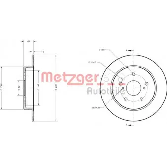 Jeu de 2 disques de frein arrière METZGER 6110330