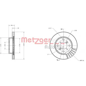Jeu de 2 disques de frein avant METZGER 6110332
