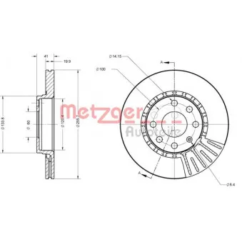 Jeu de 2 disques de frein avant METZGER 6110336