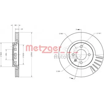 Jeu de 2 disques de frein avant METZGER 6110337