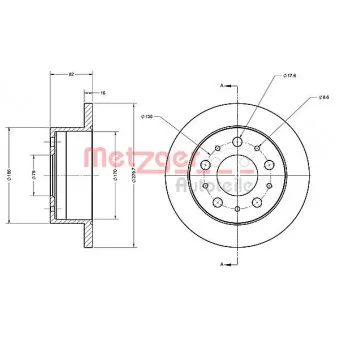 Jeu de 2 disques de frein arrière METZGER 6110338