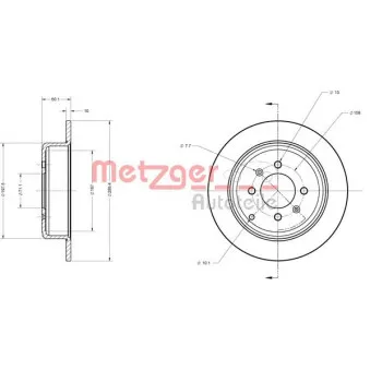 Jeu de 2 disques de frein arrière METZGER 6110340