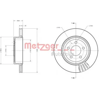 Jeu de 2 disques de frein arrière METZGER 6110345