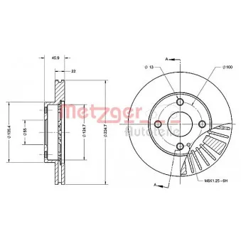 Jeu de 2 disques de frein avant METZGER 6110348