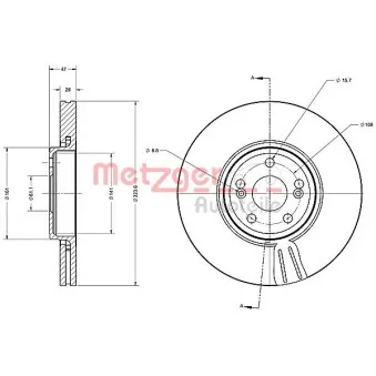 Jeu de 2 disques de frein avant METZGER 6110349