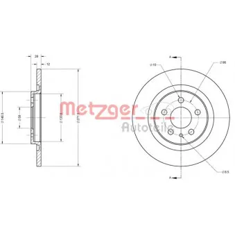 Jeu de 2 disques de frein arrière METZGER 6110352
