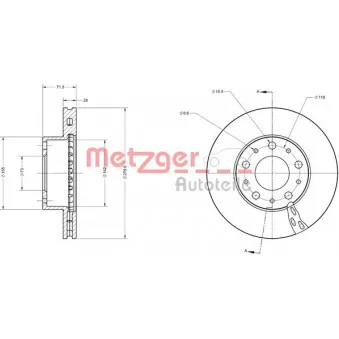 Jeu de 2 disques de frein avant METZGER 6110354