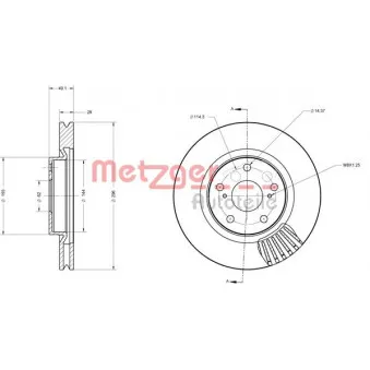 Jeu de 2 disques de frein avant METZGER 6110355