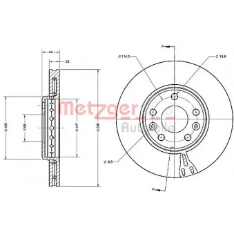 Jeu de 2 disques de frein avant METZGER 6110356