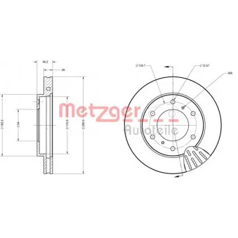 Jeu de 2 disques de frein avant METZGER 6110359