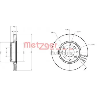 Jeu de 2 disques de frein avant METZGER 6110360