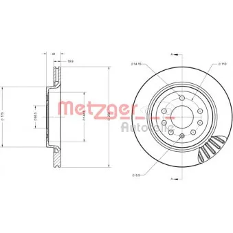 Jeu de 2 disques de frein arrière METZGER 6110362